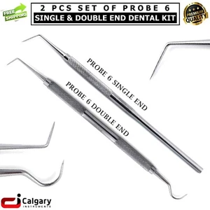 Dental Surgical Tool Kit - 2 Pcs Set of Single & Double End Explorer Probe 6 - Bild 1 von 10