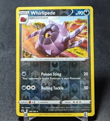 Whirlipede Uncommon Reverse Holo 2021 Pokemon TCG Chilling Reign 106/198 - Image 1 of 2