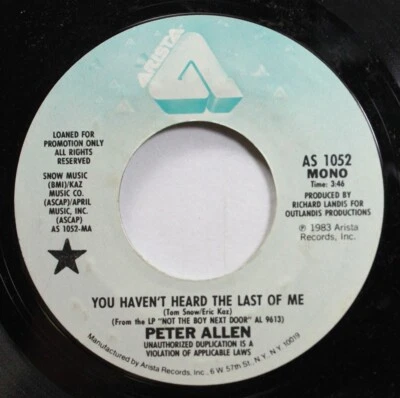 Soul Promo 45 Peter Allen - You Haven'T Heard The Last Of Me / You Haven'T Heard Foto 1 de 2