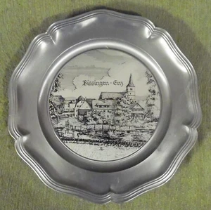 Sammelteller aus Zinn , Bissingen - Enz ,  Durchmesser 32 cm , H 2 cm ,   1,3 kg - Bild 1 von 4