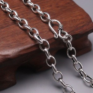 24" Pure 925 Sterling Silver Necklace 6mm Oval Rolo Link Chain Necklace S925