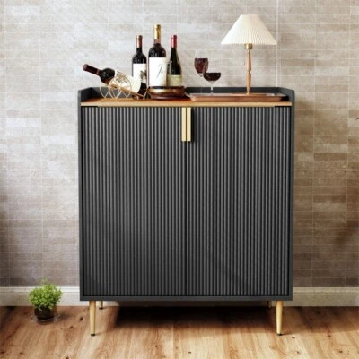 Wine Bar Cabinet with Wine Rack and Glass Holder, Wooden Coffee Bar Cabinet - Image 1 of 4