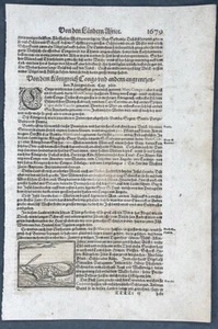 1628 Sebastian Munster Antique Print of a Crocodile in The Congo, Africa - Picture 1 of 2