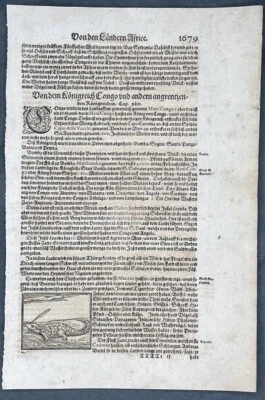 1628 Sebastian Munster Antique Print of a Crocodile in The Congo, Africa - Image 1 of 2