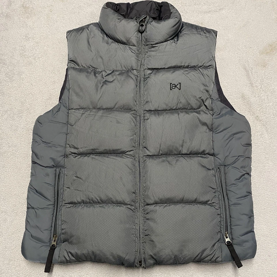 Burton AK Down Puffer Vest Small Gray Pockets Ski Outdoors Quilted - Image 1 of 4