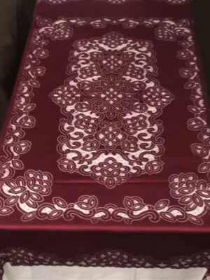Artistry Burgundy Lace Tablecloth 52" x 68" Rectangular Diningroom Kitchen Party - Image 1 of 4