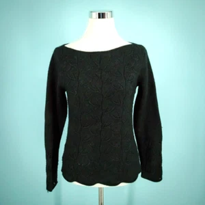 Ann Taylor Gr. Small S grau U-Boot-Ausschnitt Zopfmuster Lammwolle Angora Strickpullover - Bild 1 von 6