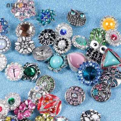 50pcs/lot Mixed Rhinestone styles 18mm Metal Snap Button Fit 20mm Snaps Jewelry - Image 1 of 4