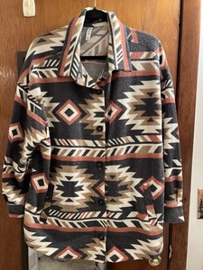 Zenana Outfitters Aztec Southwestern Fleece Strick Shacket Shirt Gr. L Outdoor - Bild 1 von 4