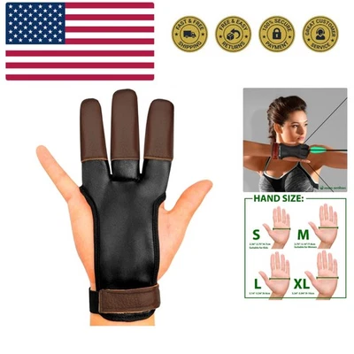 Archery Glove - Three Finger Tab with Durable Leather Finger Protector for Re... - Image 1 of 4