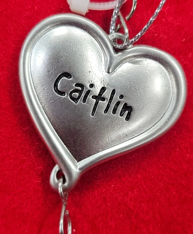 Caitlin Ganz Silver Tone Puff Heart Personalized Engrave Pendant Charm  - Image 1 of 1