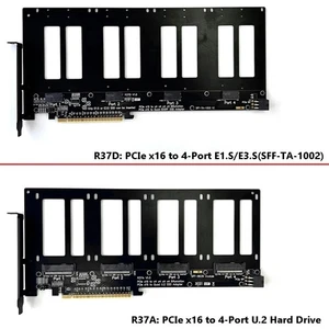 PCIe X16 to 4-Port U.2/E1.S/E3.S Hard Drive Split Adapter Expansion Card - Picture 1 of 14