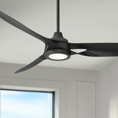 54" Casa Vieja Mystere Matte Black Indoor/Outdoor LED Ceiling Fan - Image 1 of 4