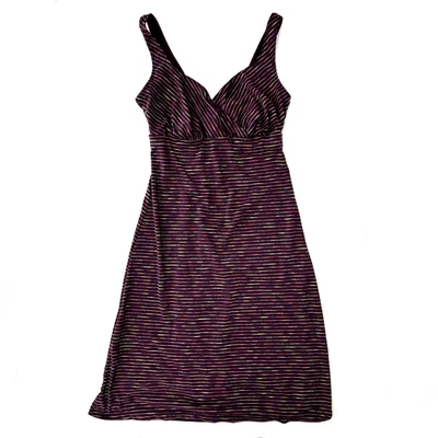 PrAna Ivy Sleeveless V Neck Casual Dress Size XS Shadow Purple with Stripe Print - Image 1 of 4