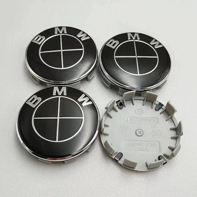 Set of 4  BMW all new Black 56MM Wheel Center Caps Logo Badge Emblem Foto 1 de 4