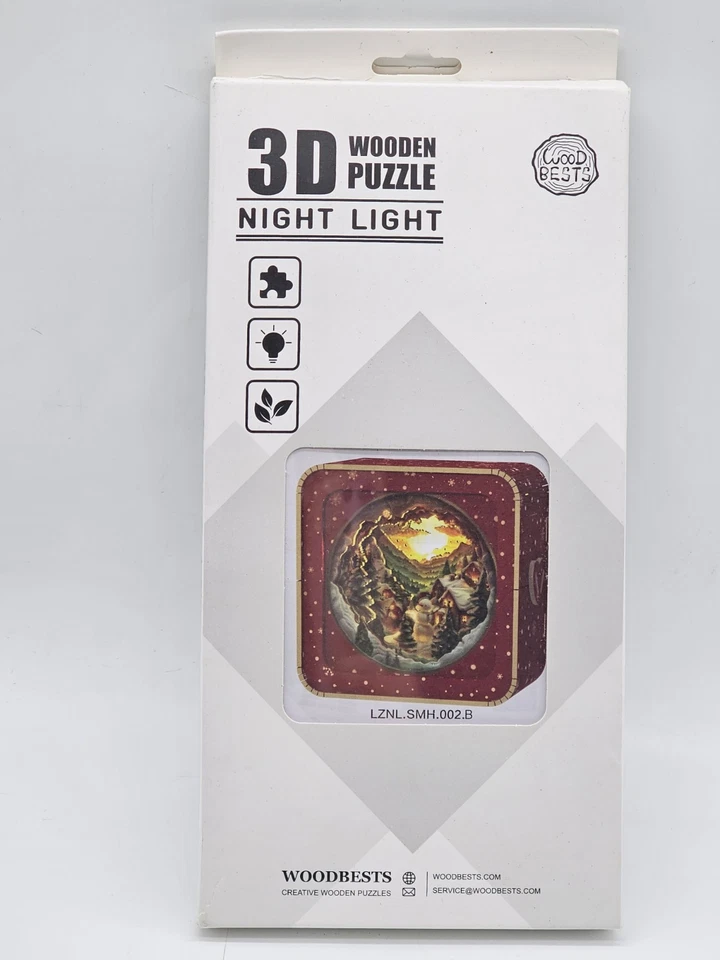 Rompecabezas de madera 3D luz nocturna de Woodbests Nightlight Valley Village Foto 1 de 4