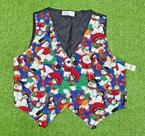 Chaleco de Algodón Ceci Navidad Vintage Años 90 Muñecos de Nieve Talla 2XL - Hecho en EE. UU. - con Etiquetas - Imagen 1 de 8
