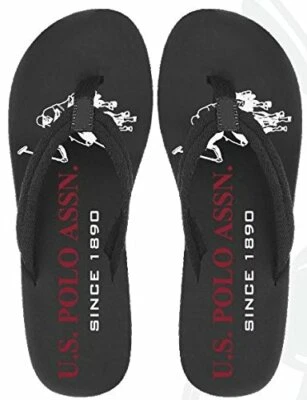 U.S. Polo Assn. Sandalias premium para hombre chanclas negras acolchadas de arrecife tropical Foto 1 de 3