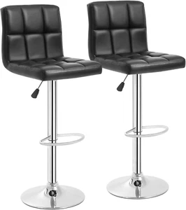 Counter Height Swivel Bar Stools PU Leather Padded with Back,Set of 2 Height Adj - Picture 1 of 8