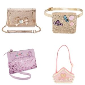 Disney Store Girls Purse Rapunzel Crown Princess Gold Glitter Crossbody Bag NEW