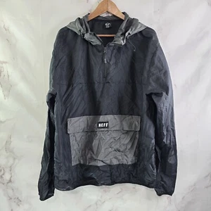 Neff Jacket Mens XL Gray Black Windbreaker Quarter Zip Anorak Hooded Dillan - Picture 1 of 11