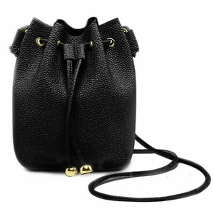 Damen Soft Bucket Crossbody Kordelzug Tasche klein schwarz, grau oder pink - Bild 1 von 15