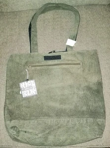 NWT Vintage Kenneth Cole Tote Bag Green Corduroy Snap Closure - Picture 1 of 9
