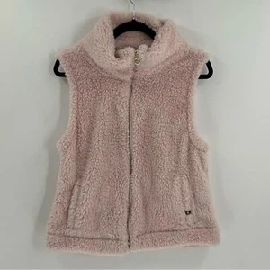 NWT Women's Tommy Hilfiger Fleece Zip Up Vest Light Pink and Gold Medium - Picture 1 of 9