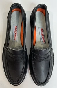 RocSports by Rockport women’s black Leather penny loafers, sz 6, Vibram sole NEW - Picture 1 of 10