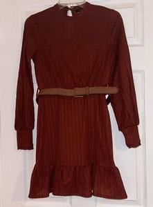 B. Darlin Womens Red Knit Pointelle Mini Fit & Flare Dress Juniors Size 1/2 - Picture 1 of 8