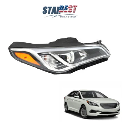 Single Headlight For Hyundai Sonata 2015-2017 RH/Passenger Side Headlamp Halogen - Image 1 of 4