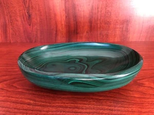 Natural Malachite Hand Carved Large Oval Dish. - Picture 1 of 11
