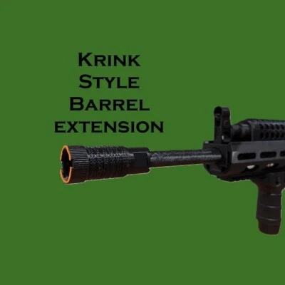 SIZABLEDESIGNS Airsoft Barrel Extension 14mm CCW, Krink Style, AEG, GBB, Black, Toy, Accessory