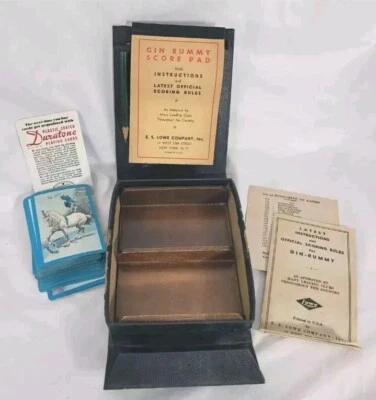 Juego de cartas vintage Gin Rummy E. S. Lowe Company NY Foto 1 de 4
