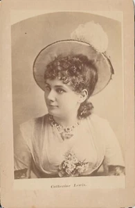 Cabinet Card Antique Photo Beautiful Woman Actress Catherine Lewis Hat Curls - Picture 1 of 7