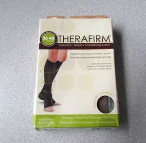 Therafirm 30-40 mmHg Firm Knee High Open Toe Compression Socks Large Sand 76507 - Picture 1 of 8