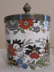Jam Mustard Chutney Jar   Silverplate Lid Pagoda  - Picture 1 of 5