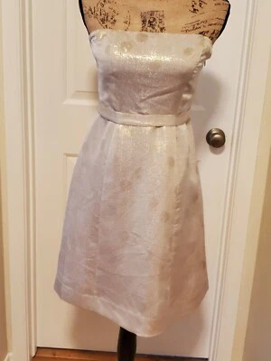 Vestido dorado sin tirantes The Limited para mujer talla 4 mezcla de seda Foto 1 de 4