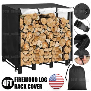 4 Fuß Brennholz Scheitholzregal Abdeckung Lagerung Wasserdicht Outdoor Holzhalter Schwerlast - Bild 1 von 13