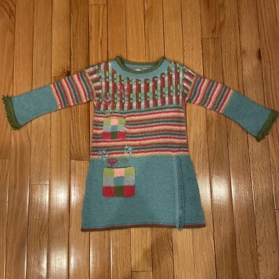 Vestido Suéter Deux Par Deux Niñas Manga Larga Colores Brillantes Estampado Azul Talla 2 Foto 1 de 4