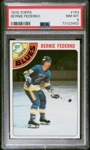 1978 Topps Bernie Federko Vintage Hockey Rookie Card RC #143 Blues - PSA 8 NM-MT - Bild 1 von 2