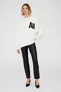 ANINE BING Miles Sudadera Grande Letterman Off White - Imagen 1 de 4