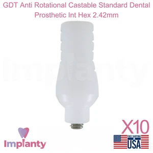 10x GDT Anti Rotational Castable Standard Dental Prothese Int Hex 2,42mm - Bild 1 von 5