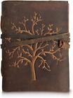 Leather Bound Diary Embossed With Tree Antique Handmade Personal Notepad  Diary