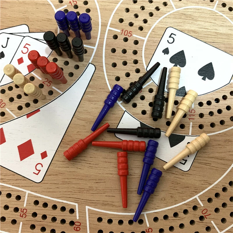 USA Durable 12Pcs Wooden Pegs for 1/8 Hole Cribbage Board -Red-Blue-White-Black - Image 1 of 4