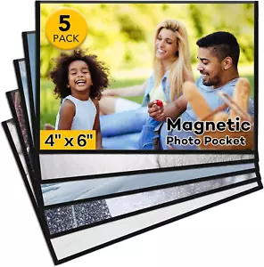 5 Pcs Magnetic Picture Frames for Refrigerator 4X6Inch-Magnetic Photo Frames,Bla - Picture 1 of 12