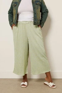 Yours Curve Women's Plus Size Gingham Textured Midaxi Culottes - Picture 1 of 20