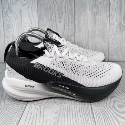Brooks Glycerin Stealthfit 22 Womens Size 8 White Black Running Shoes  Sneakers - Image 1 of 4