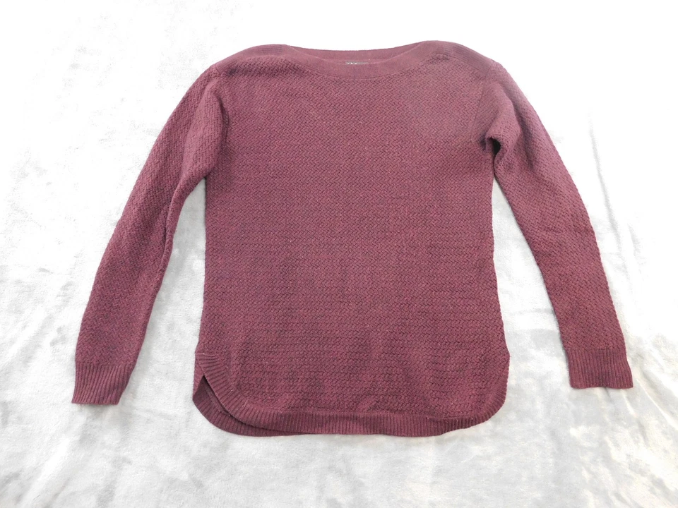 Suéter Theory Mujer Pequeño Pequeño Borgoña Lana Cachemira Angora Cuello Redondo Acanalado Foto 1 de 4