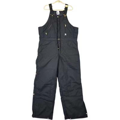 Carhartt Bib Overalls Mens 40x32 Black R33 Arctic Quilt Lined Zip to Waist - Image 1 of 4